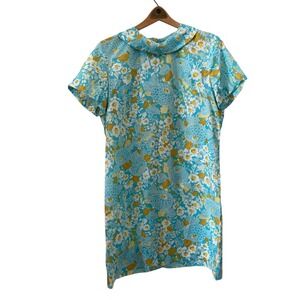 vintage 1960s light blue floral day dress with a Peter Pan collar